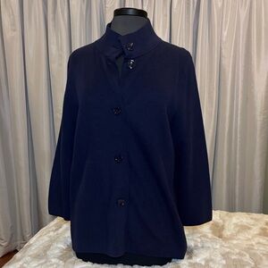 Talbots Navy Blue Women's Cardigan Sweater, Cotton blend, size large